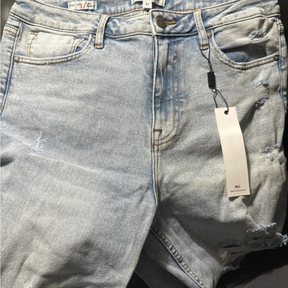 80’s Inspired Vigoss Stevie High Rise Crop Distressed Straight Jean, Size 31